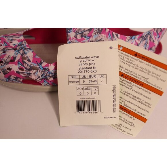 Crocs Shoes Swiftwater Wave Women's 9 Graphic Candy Pink Mary Jane Style NWT - Picture 8 of 9